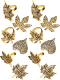 ALPHA Living HOME 12-Piece Metal Napkin Rings - Antique Gold Harvest Leaf Napkin Rings - Decorative Table Accents for Holiday Party, Dinner, Family Gatherings, Table Décor Weddings & Everyday Use