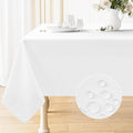 Smiry Square Table Cloth Linen Textured, Waterproof Spillproof Anti-Wrinkle Burlap Tablecloth, Washable Decorative Fabric Table Cover for Dining, Party, Banquet, 60 x 60 Inch, White