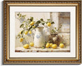 InSimSea Gold Framed Wall Art, Yellow Lemon Vintage Kitchen Wall Shelf Decor, Still Life Canvas Print Art, Dining Room Home Farmhouse Decor, Antique Paintings with Picture Frame 13x16inch
