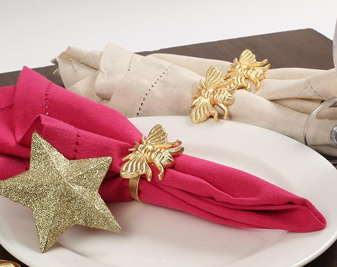 Lightnpro Gold Napkin Rings (Set of 12) - Coastal Christmas Table Decorations - Nautical Place Settings for Holiday Parties, Dinner, Kitchen & Home Dining - Perfect Wedding Ring Holder