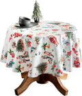 Maison d' Hermine Table Cloth Round Table 100% Cotton 69 Inches Fall Tablecloth Reusable Everyday Use for Thanksgiving Christmas Decorations Dining Farmhouse Party (Chromo)