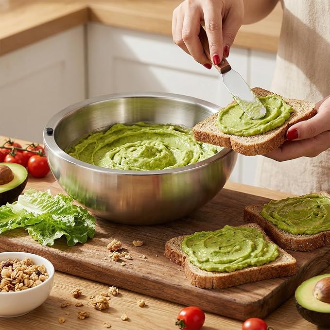 Dip Bowl,Large 70 oz Heat Insulated Stainless Steel Bowls Ideal for Guacamole Salsa,Double Walled Insulated Cold or Hot Se for Salsa, Guacamole, Salad, Sauces, Hot or Cold Food, Party
