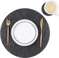 Set of 8 Faux Leather Round Placemats and Coasters, Coffee Mats Kitchen Table Mats, Waterproof, Easy to Clean for Kitchen Dining Round Table