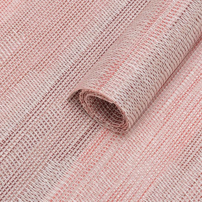 Winknowl Placemats Set of 4, Heat Resistant Stain Resistant Woven Vinyl Insulation Place mats, Durable Washable Elegant Table Mats for Kitchen Dining Table Decor (Misty Rose)