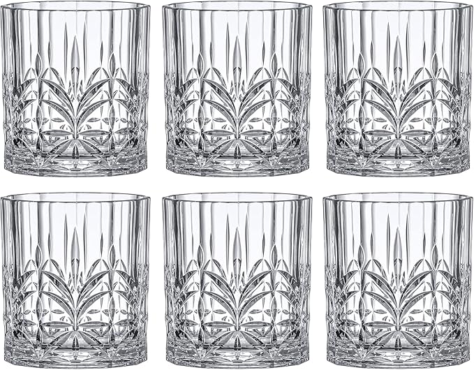 Amazing Abby - Whitney - 14-Ounce Plastic Whiskey Glasses (Set of 6), Plastic Wine Glasses, Reusable, BPA-Free, Shatter-Proof, Dishwasher-Safe, Perfect for Poolside, Outdoors, Camping, and More