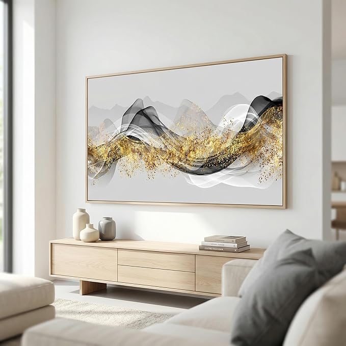 Tucai Decor Wall Art Modern light Luxury Abstract Gold ink Landscape Canvas Wall Art for Living Room and Bedroom Color Pictures Artwork Home Decor Canvas Print Wall Decor Ready to Hang 20x40inch (Framed)