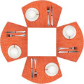 SHACOS Small Round Table Placemats Set of 4 Wedge Placemats Heat Resistant Woven Vinyl Table Mats Wipe Clean (4, Orange)