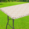 Smiry Rectangle Table Cloth Cover, Waterproof Elastic Fitted Picnic Tablecloth for 5 Foot Tables, Wipeable Flannel Backed Vinyl Tablecloths for Camping, Dining, Outdoor (Khaki, 30" x 60")