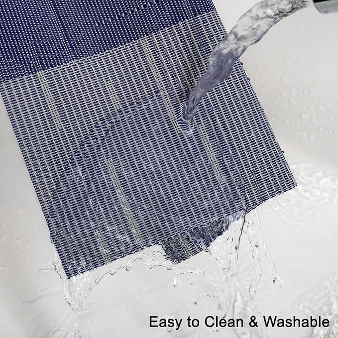 Placemats Set of 6, Vinyl Woven Place Mats Indoor Set of 6 Washable Wipeable PVC Table Mats Heat-Resistant Non Slip Plastic Placemat for Kitchen Dining Outdoor Table (Blue Gray, Set of 6)