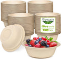 Paper Bowls 10 oz, 100 Pack Small Disposable Bowls, Heavy Duty Bowls For Hot Soup, Ice Cream, Fruits, Snack, 100% Compostable Biodegradable Bowls Made Of Sugarcane