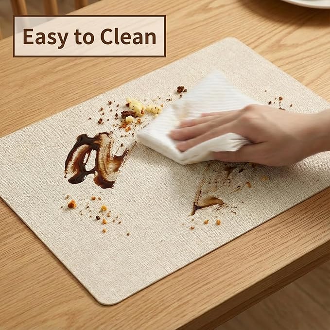 4-Pack Table Leather Placemats, Washable Placemats Set Thickened Faux Leather Table Mats, Reusable Heat Resistant Placemats for Dining Table, Kitchen, Home & Restaurant Decor(17 x 12 Inch)