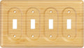 Bamboo Wood Cover Plate for 4 Toggle Switches Quad Size
