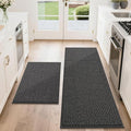 COSY HOMEER Kitchen Rugs Non Slip Washable 24"x36"+24"x60" Absorbent Kitchen Mats for Floor Stain Resistant Kitchen Runner Rug Sets of 2 Kitchen Floor Mats for Sink,Dark Grey