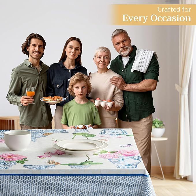 Maison d' Hermine Table Cloth Rectangle Table 100% Cotton 70 x 140 Inches Tablecloth Reusable Decorative for Dining Room Farmhouse Home Valentines Day Decorations Spring Summer - Canton