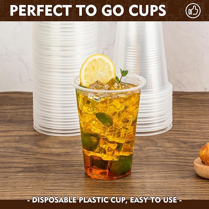 YEEHAW 16 oz Plastic Cups, 1000 Pack - Clear Disposable Drinking Water Cups for Cold Beverages, Ideal for Party