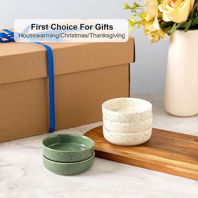 Dipping Bowls Set of 4, 2462°F High-Fired Ceramic Small Bowls for Dips, Olive Oil & Sauce, Elevates Table Setting, Idea for BBQ, Afternoon Tea, Entertaining, Housewarming & Holiday Gifts