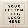 50 4" Square Ceramic Coasters Set - Customizable Text, Logo - Cork Bottom, Serve Ware - Natural