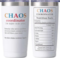 SUNWILL Coffee Tumbler with Lid, Christmas Gifts for Women, Stainless Steel Insulated Mug, CHAOS Coordinator Cups for Birthday, Thank you, Graduation - 20 oz Snow White