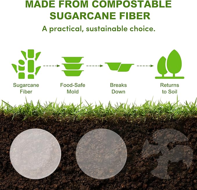 70oz Extra Large Disposable Sugarcane Fiber Paper Bowl, Heavy-Duty Round Serving Bowl for Soups, Pasta & Saucy Dishes, Eco-Friendly Tableware for Restaurants & Catering