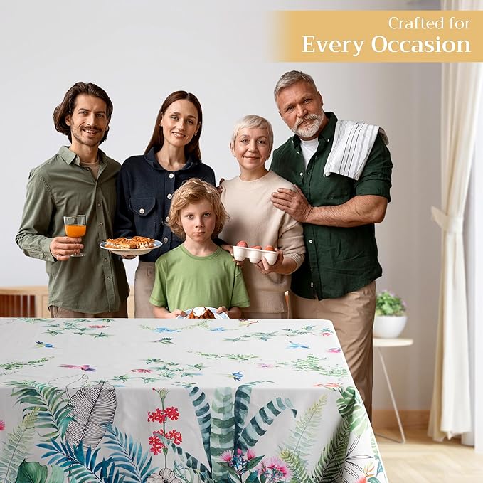 Maison d' Hermine Table Cloth Square Table 100% Cotton 60 x 60 Inches Tablecloth Reusable Decorative for Dining Room Farmhouse Home Valentines Day Decorations Spring Summer - Tropiques
