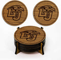 LazerEdge Liberty University Wooden Coaster Set - Cherry Wood - Officially Licensed Product - 4-Pack