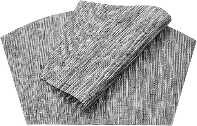 SHACOS Small Round Table Placemats Wedge Placemats with Centerpiece Round Placemat PVC Woven Table Mats Washable (7,Silver Grey)