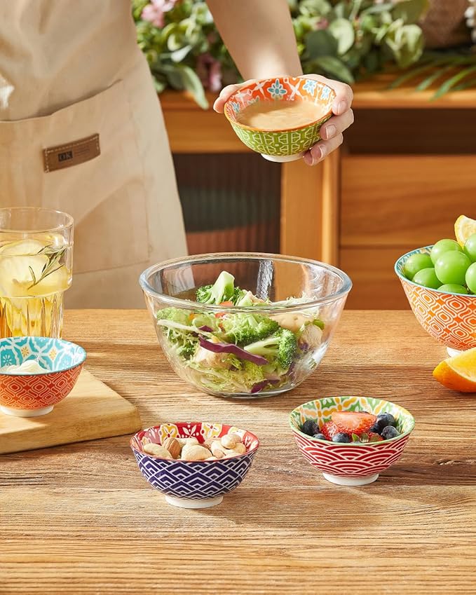 Ceramic Dipping Bowls, 3.5 inch Small Bowls for Dipping, 4oz Mini Bowl for Soy Sauce, Condiments, Side Dishes, Charcuterie Boards, Set of 6