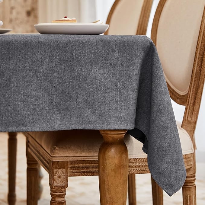 BALCONY & FALCON Rectangle Tablecloth Washable Wrinkle Resistant and Water Proof Table Cloth Decorative Linen Fabric Tablecloths for Dining Parties Kitchen Wedding and Outdoor Use (Gray, 57x85)