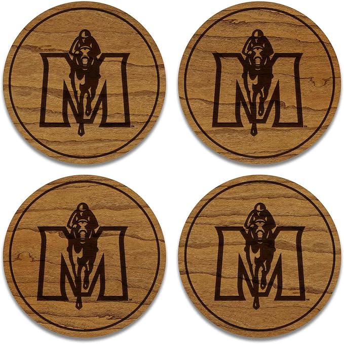 LazerEdge Murray State Racers Wooden Coaster Set - Cherry Wood - Officially Licensed Product - 4-Pack