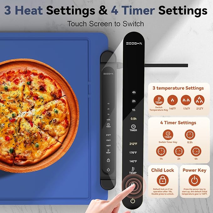 Warming Mat for Food Warmer Pad: Foldable Silicone Electric Warming Tray for Buffets Party - Fast Heating Portable Hot Plates for Countertop Kitchen Travel Home Outdoor Car Holiday Ideas