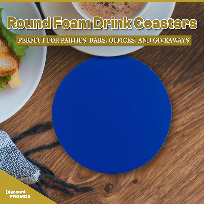 10 Round Foam Bud Coasters Pack, 4 inch - PU Foam, Party Favor - Royal Blue