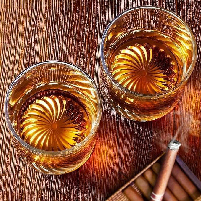 Hand Blown Crystal Whiskey Glass Set - 12oz Cocktail Old F, Great for Cocktails and Bourbon (Set of 3)