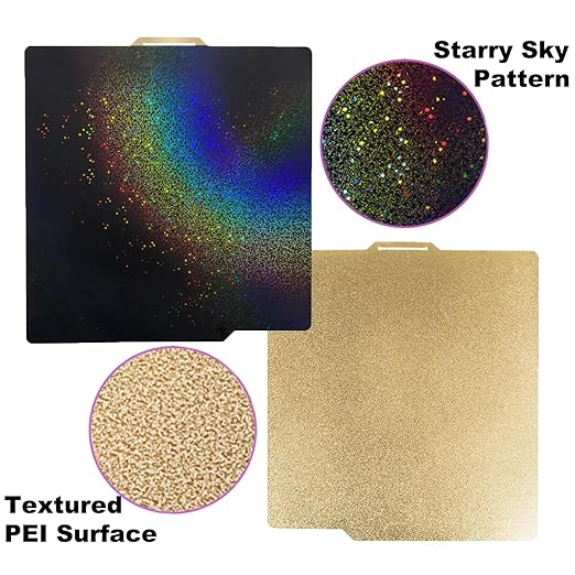 PEY PEI Build Plate for Bambu Lab X1/P1P/P1S/A1 3D Printers, Smooth Colorful Starry PEY+ Textured PEI Build Plate PEI Sheet, Spring Steel Flexible Platform,257x257mm Bambu Labs Heated Bed