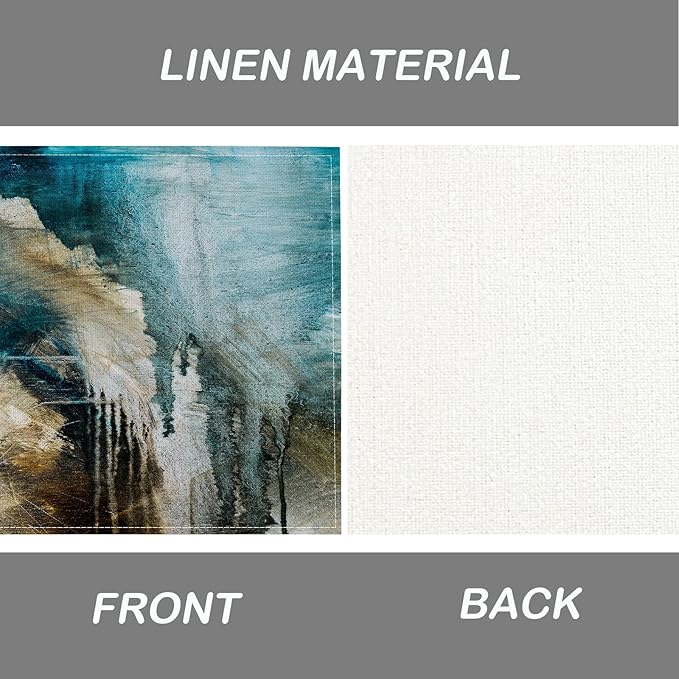 Teal Placemats Set of 4 Turquoise Black Place Mats Indoor Modern Abstract Art Linen Table Placemats Washable Wipeable Waterproof Kitchen Place Mats for Dining Tables, 18 X 12 Inch