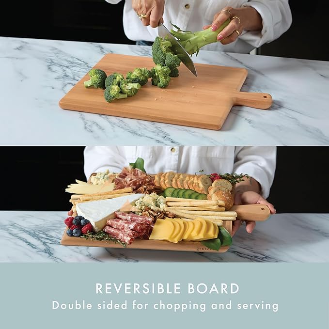 Charcuterie Board Set - Beech Wood Cheese Board for Serving with Accessories - House Warming Gifts for New Home, Bridal Shower & Wedding Gift, Birthday Gifts for Women