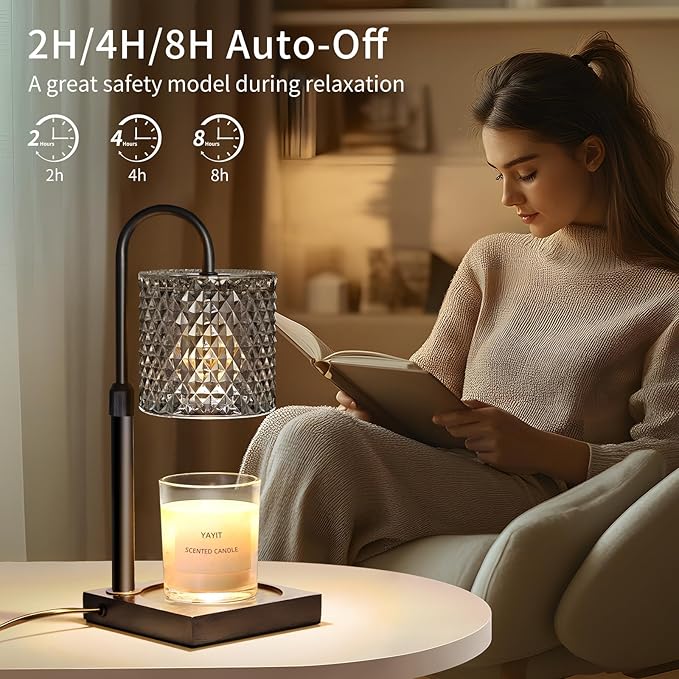 Candle Warmer Lamp with Timer Dimmer Adjustable Height, Candle Warmer with 2 Bulbs for Jar Candles, Home Decor, for Women Birthday 2 Pack