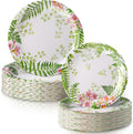 48 Pcs Fern Garden Plates Set Include 9 Inch and 7 Inch Spring Watercolor Disposable Plates Summer Decorative Dinner Birthday Party Tableware for Baby Shower Party Supplies
