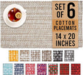 Urban VillaPlacemats for Dining Table 100% CottonPlacemats 14''x20'' Over Sized Tablemats Set of 6 Placemats Egg Shell Two Tone Tablemats for Family Dinners Wedding Parties Everyday UsePlacemats