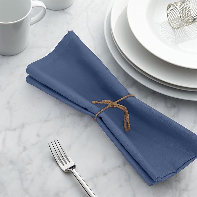 Ruvanti Cloth Napkins Set of 6, 18x18 Inches, 100% Cotton, Washable, Soft & Absorbent, Perfect for Wedding, Christmas, ‎Thanksgiving Dinners - Bijou Blue