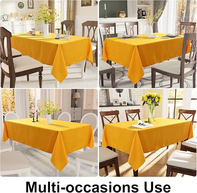 Smiry Rectangle Table Cloth, Waterproof Anti-Scratch Polyester Tablecloth, Decorative Washable Fabric Table Cover for Dining, Buffet, Parties and Outdoor, 60x84, Mustard Yellow