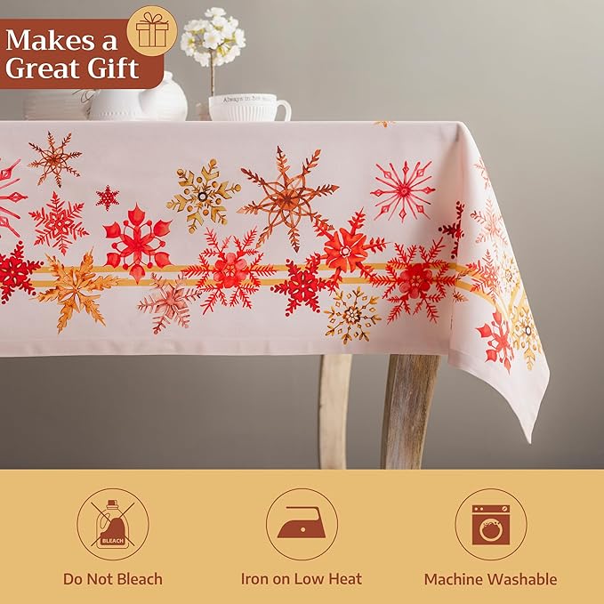 Maison d' Hermine Table Cloth Square Table 100% Cotton 54 x 54 Inches Fall Tablecloth Reusable Everyday Use for Thanksgiving Christmas Decorations Dining Farmhouse Party (Crystal Star)