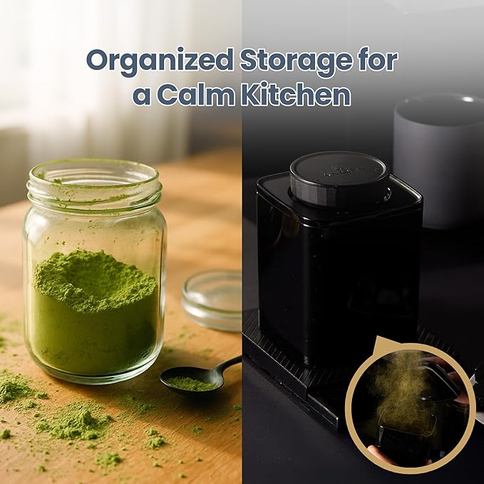 TeaVault Opaque Airtight Matcha Container – Loose Leaf Tea Storage Canister & Organizer for Freshness, Aroma & Flavor. Premium Storage for Matcha Powder, Tea Bags, Chai & Green Tea- 0.6 qt