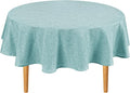 Hiasan Linen Tablecloth 80 Inch Round - Wrinkle and Stain Resistant Washable Polyester Fabric Table Cloth for Dining Room Kitchen Party, Aqua