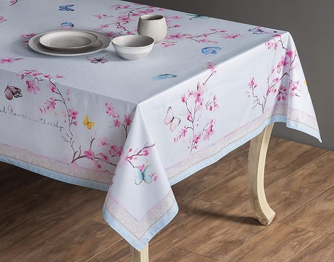 Maison d' Hermine Table Cloth Rectangle Table 100% Cotton 70 x 108 Inches Tablecloth Reusable Decorative for Dining Room Farmhouse Home Valentines Day Decorations Spring Summer - Blossoms in Spring
