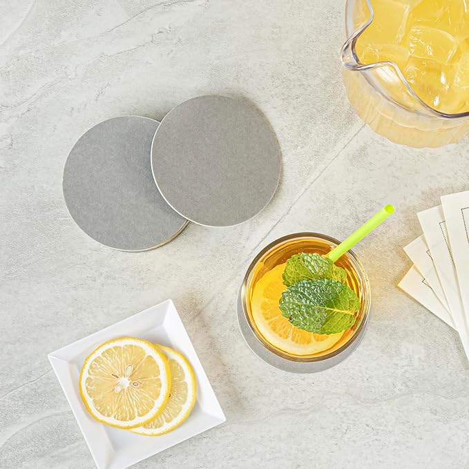 Restaurantware Paper Coasters 100 Pack of 3.5 Inch Disposable Beverage Coasters Absorbent for Hot and Cold Drinks Gray Coffee Cup Essentials for Table Decor, Kitchen, Home Patio or Living Room