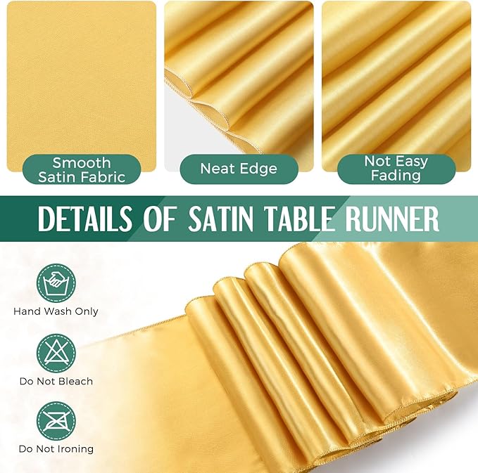 Breling 24 Pack Green and Gold Disposable Plastic Tablecloths and Satin Table Runner Set, 54 x 108 Inch Tablecloth, 12 x 108 Inch Table Runners for Wedding Graduation Birthday Baby Shower New Year