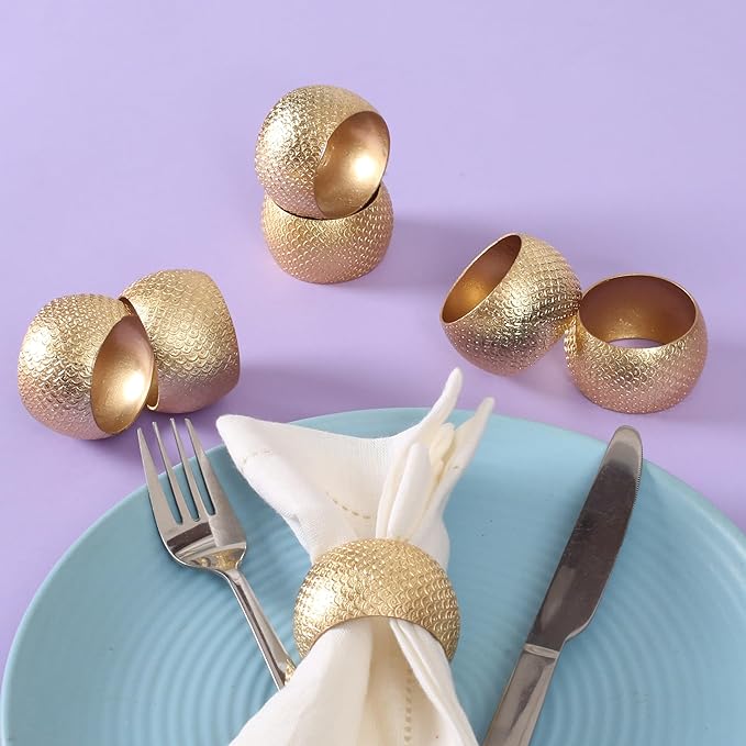 Napkin Rings Set of 12 Metal Napkin Holder Buckles Round Serveitte Rings for Fall Thanksgiving Christmas Dinner Table Decor Wedding Banquet Party Easter (Gold) - ALPHA Living HOME