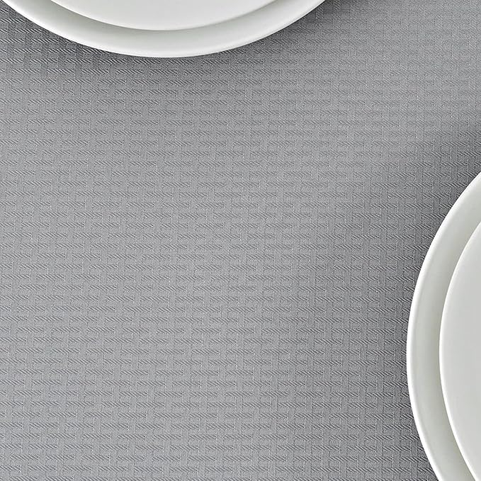 maxmill Square Tablecloth Weaved Texture Stain Resistant Waterproof Wrinkle Free Washable Soft Table Cloth, Decorative Fabric Table Cover for Dining Room Dinner Parties, 52 x 52 Inch, Light Grey