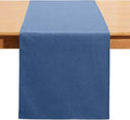 Vintage Blue Table Runner 13x108 Inches Long, Cotton Linen Farmhouse Style Seasonal Dresser Scarf for Kitchen Dining Coffee Table Parties Wedding Home Decor (13” x 108”, Vintage Blue)