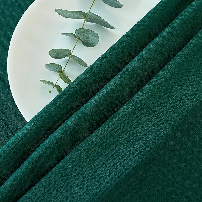 maxmill Weaved Texture Tablecloth Water Resistance Antiwrinkle Spillproof Soft Washable Christmas Table Cloth for Dining Room, Banquet Parties Holiday Dinner, Rectangle 60 x 108 Inch, Hunter Green